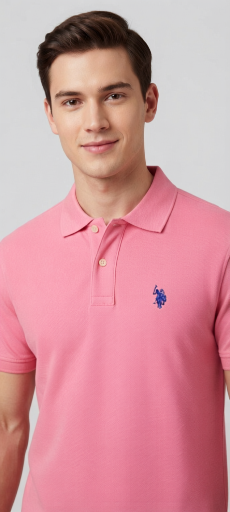 USPA baby pink polo