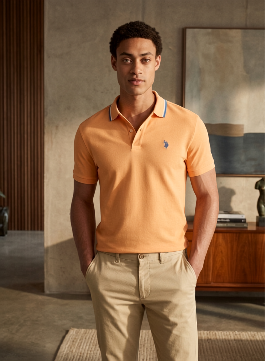 USPA Apricot Orange Polo shirt - Image 3