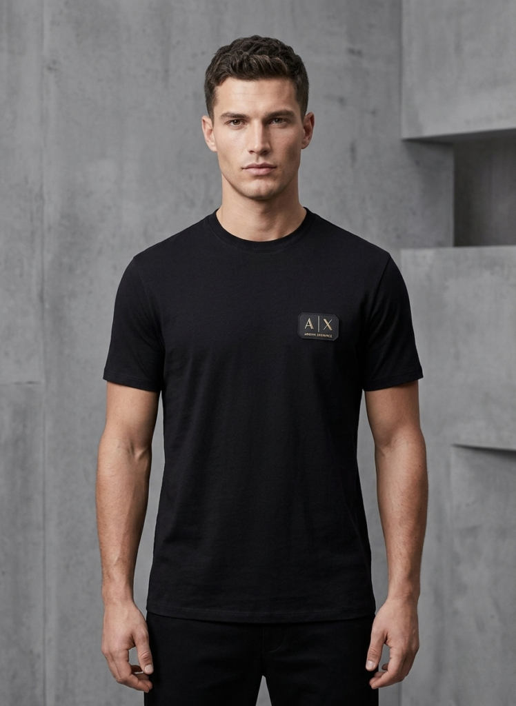 ax black t.shirt leather strap