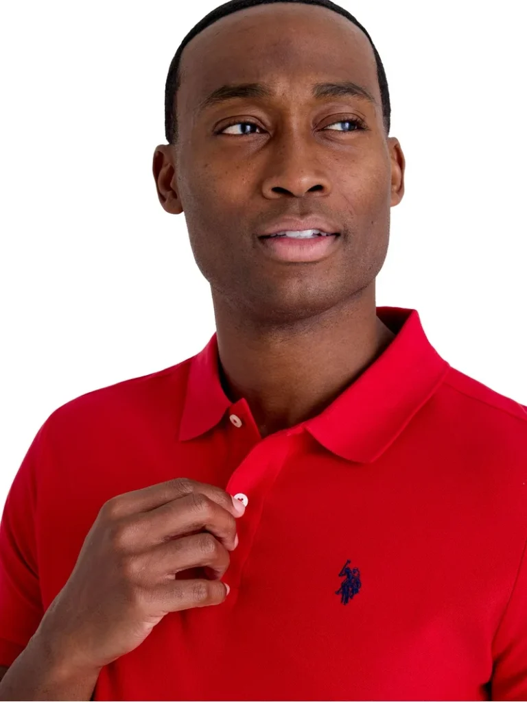 USPA Engine Red Performance Piqué Polo Shirt