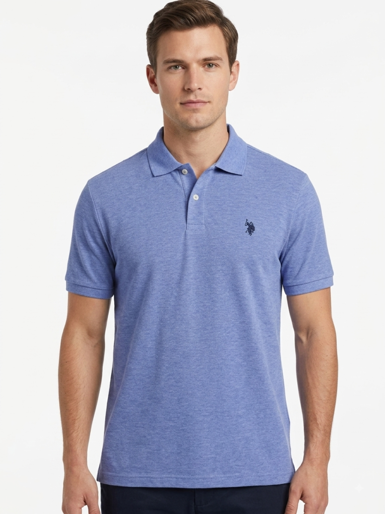 USPA Heathered Blue Fit Polo Shirt