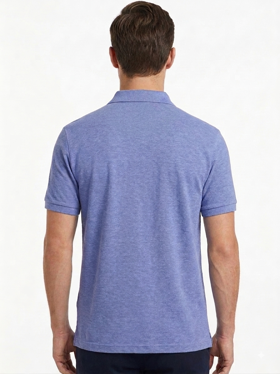 USPA Heathered Blue Fit Polo Shirt - Image 3
