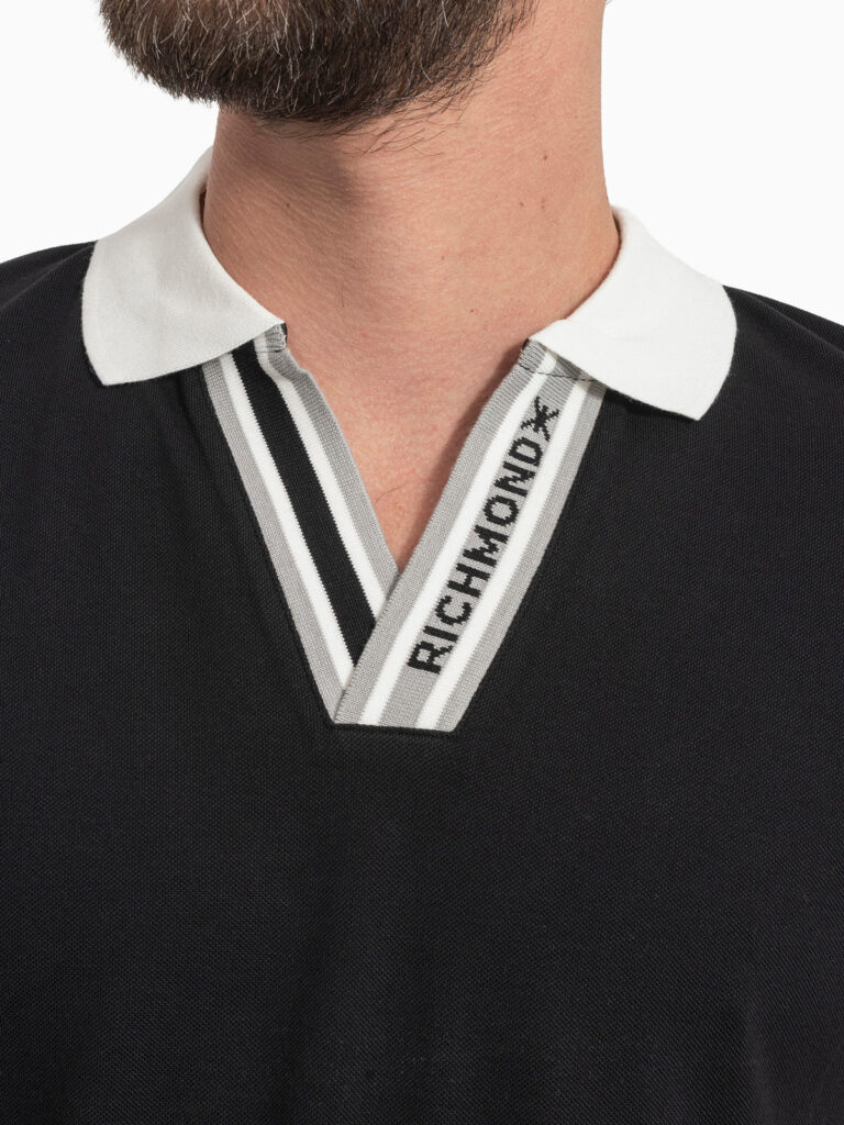 RichmondX V Neck Black Polo Shirt
