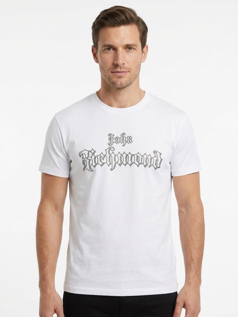 John Richmond Embellished Gothic White Tshirt