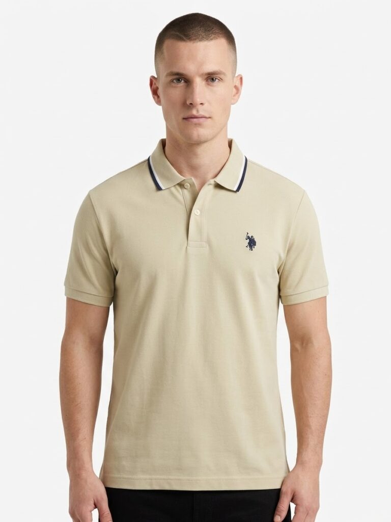 USPA Luxury Feel Polo Shirt Beige