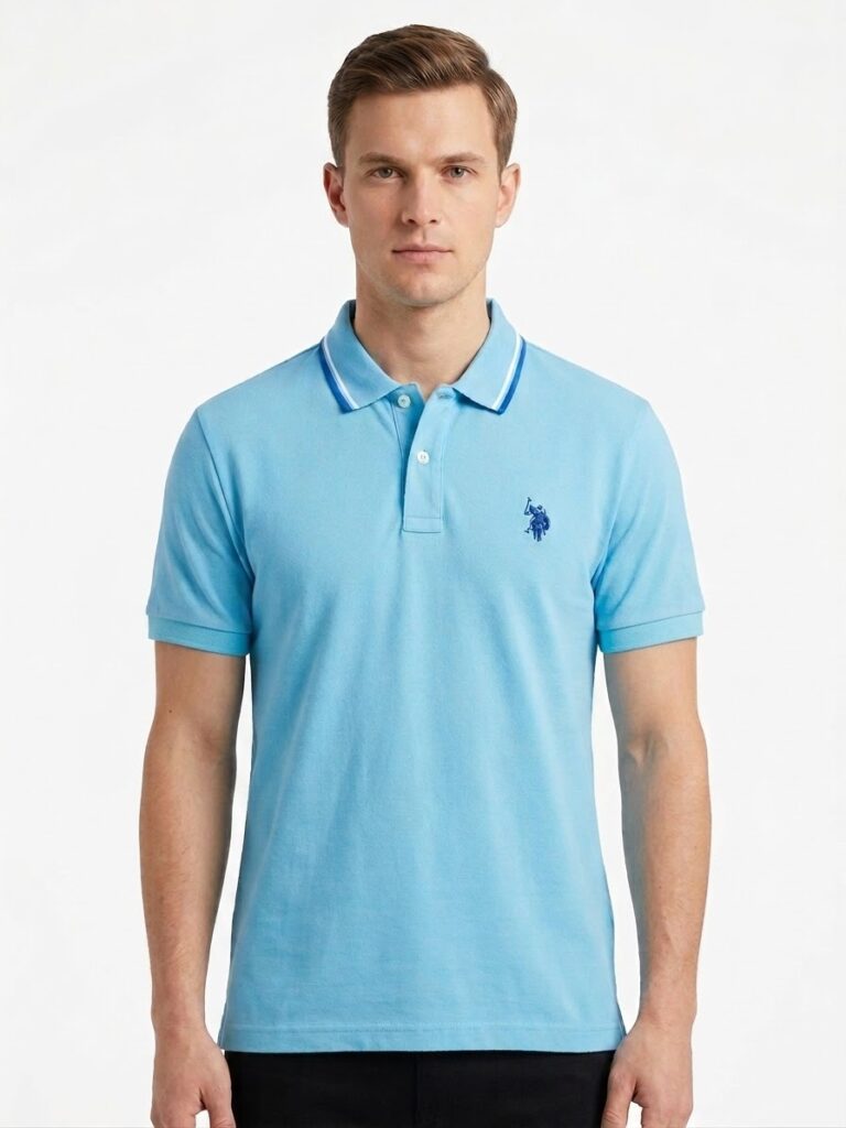 USPA Luxury Feel Polo Shirt Light Blue